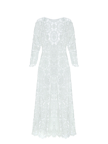 White Lace Open Back Midi Dress, 2