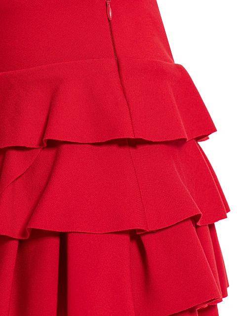 Red Ruffle Jersey Mini Skirt, 4