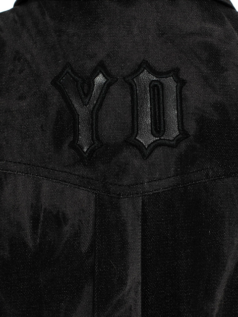Black Boiled Denim Shirt with Embroidery, 4