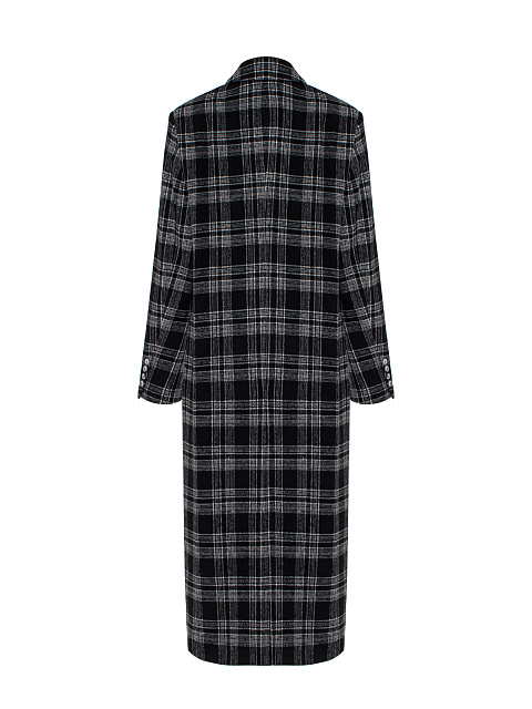 Black single-breasted coat in a white check, 4