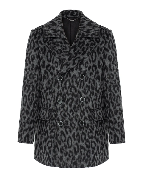 Grey short coat with leopard print, 7