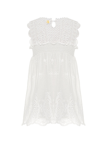 White cotton perforated top, 2