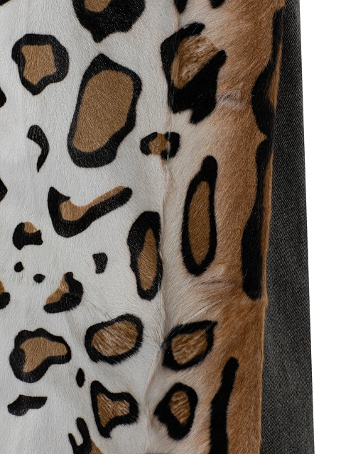 Grey Denim & Printed Goat Fur Jacket, 5