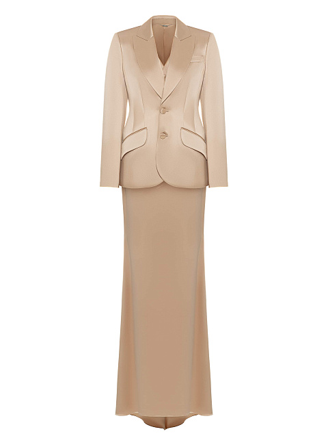 Beige silk three-piece suit, 1