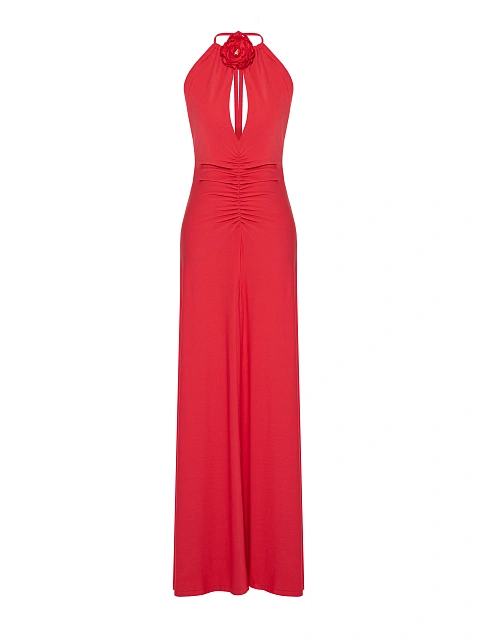 Red Open Back Maxi Dress, 1