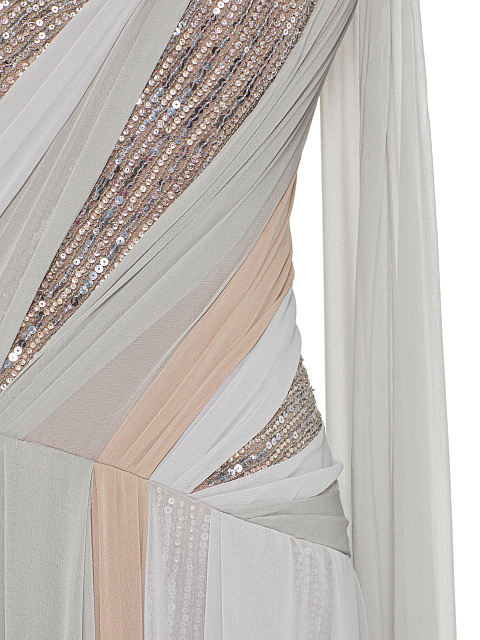 Grey Sequin Chiffon Maxi Dress, 3