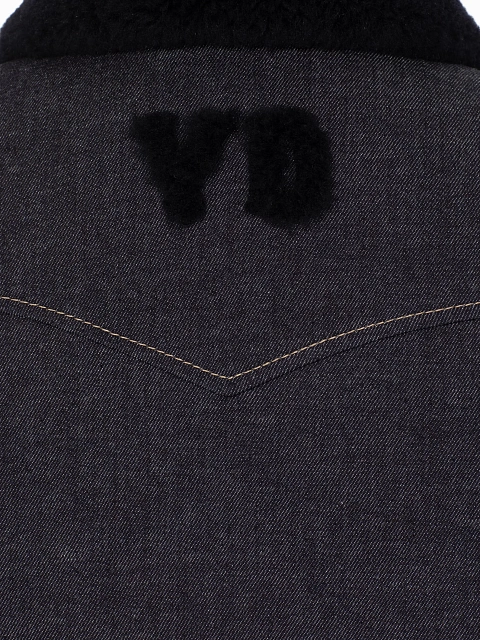 Navy Shearling Lined Denim Jacket, 4