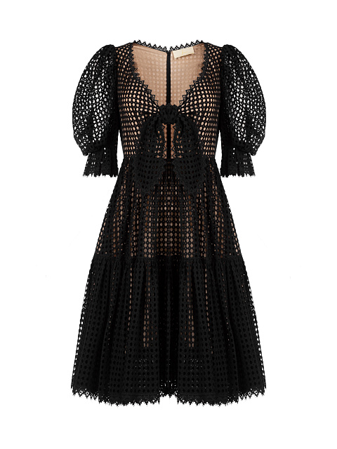 Black Cotton Midi Dress, 1