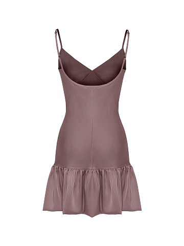Brown Ruffle Mini Dress, 2
