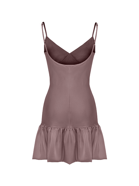 Brown Ruffle Mini Dress, 2