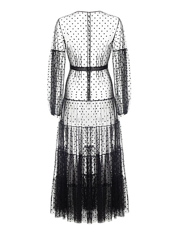 Maxi dress made of black polka-dot mesh, 2