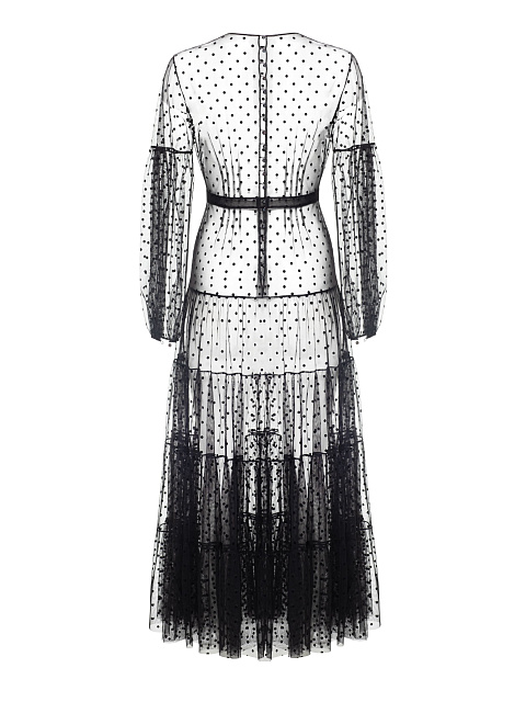 Maxi dress made of black polka-dot mesh, 2
