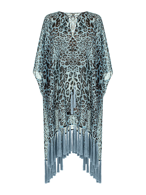 Blue Leopard Fringe Tunic, 1