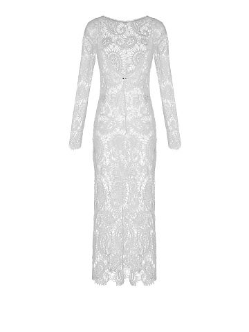 White Lace Open Back Midi Dress, 2