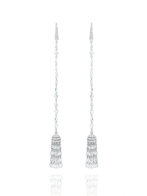 Diamonds & White Gold Tassel Earrings, 1 Diamonds & White Gold Tassel Earrings, 1