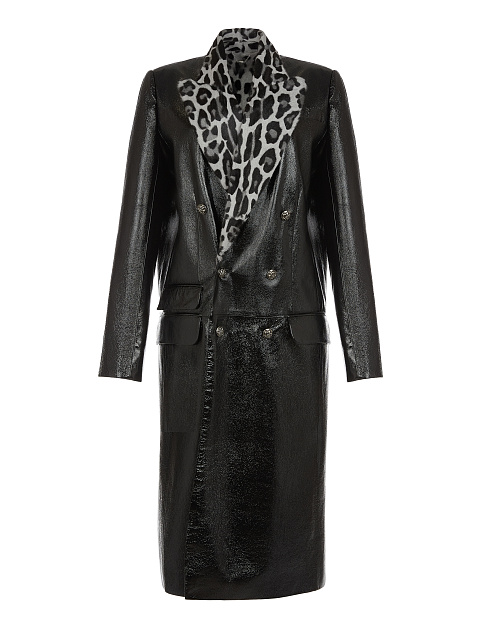 Black Patent Leather Double-Breasted Coat, 1