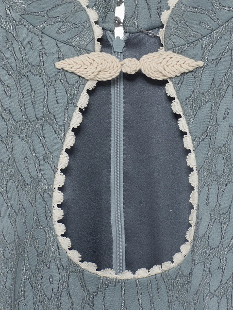 Grey Leopard Pattern Jacquard Mini Dress, 3