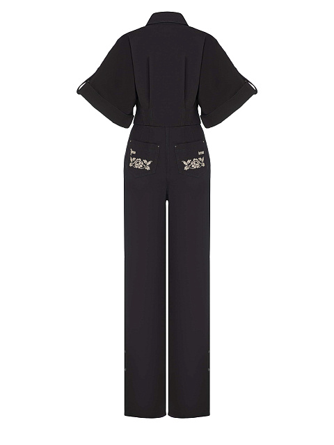 Black denim jumpsuit, 2