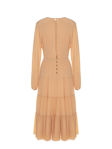 Beige Chiffon Midi Dress, 2