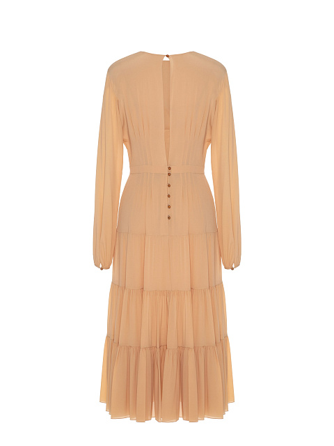 Beige Chiffon Midi Dress, 2