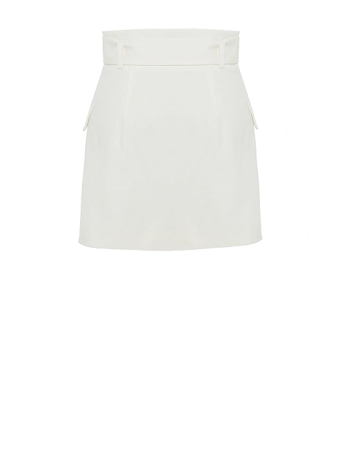 White Mini Skirt With Pockets, 2