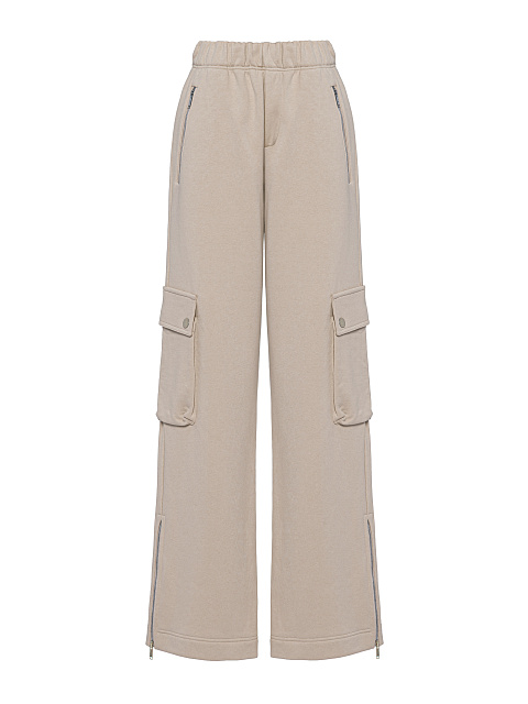 Taupe Jersey Cargo Pants Suit, 3