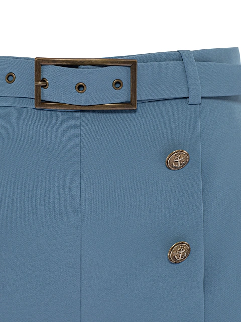 Blue Cropped Jacket & Pants Suit, 4