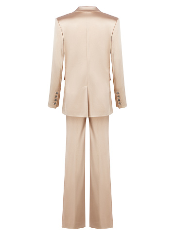 Beige Silk Satin Suit, 2