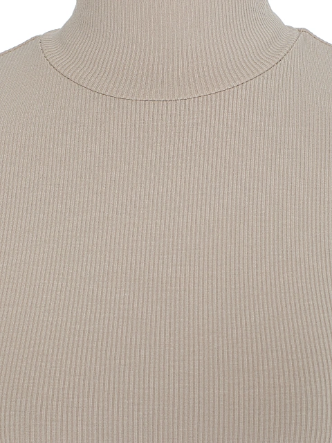 Beige Cotton Turtleneck Bodysuit, 3