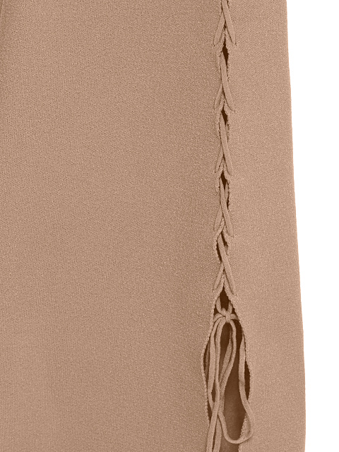 Beige Lace Up Jersey Maxi Dress, 4