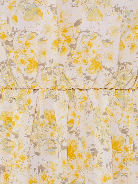 Yellow Floral Printed Midi Dress, 3