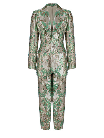 Gold & Green Floral-Brocade Suit, 1