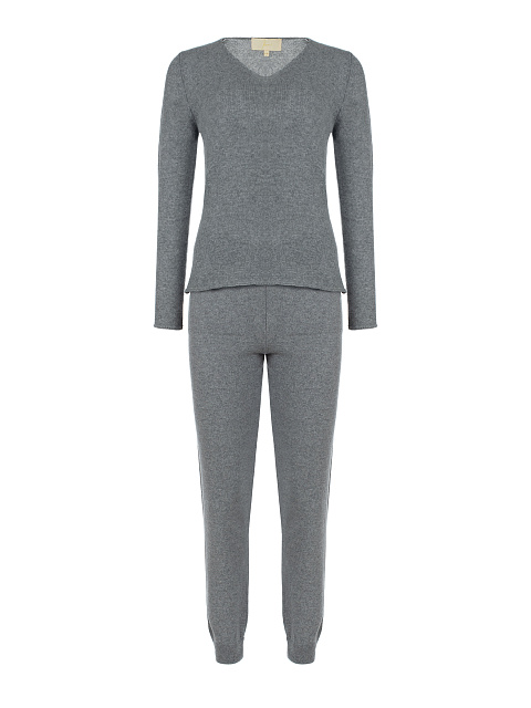 Grey Cashmere Pullover & Sweatpants Set, 1