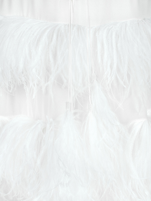 White Feathers Trimmed Bridal Dress , 5