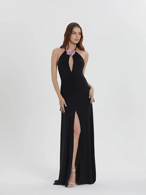 Black Open Back Maxi Dress, 5