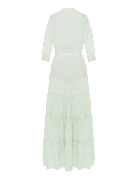 Light green checked chiffon maxi dress, 2