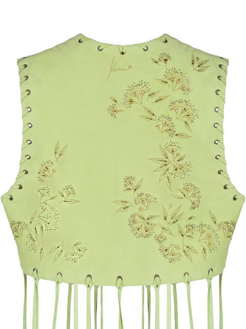 Green Suede Fringed Vest , 3 Green Suede Fringed Vest , 3
