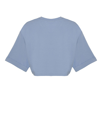 Blue Cotton Cropped T-shirt, 2