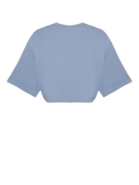 Blue Cotton Cropped T-shirt, 2