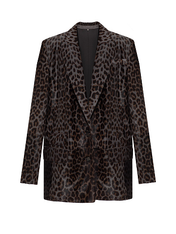 Blue and brown leopard jacket, 1