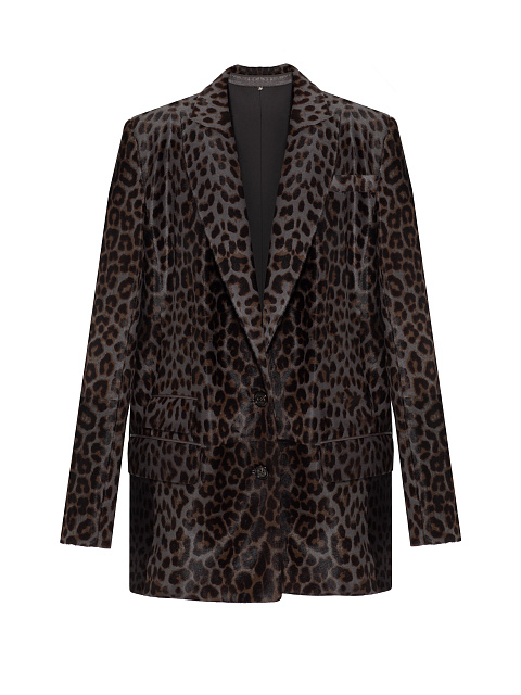 Blue and brown leopard jacket, 1