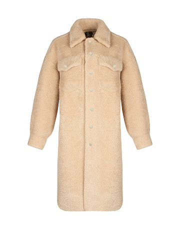 Beige Faux Fur Coat, 1