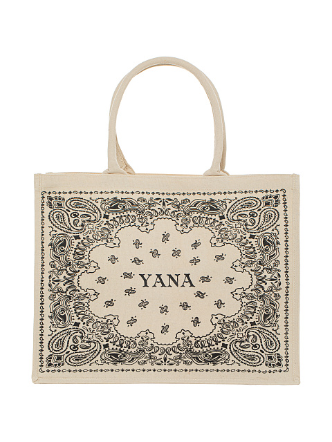 Black Paisley Printed Canvas Shopper Bag, 1