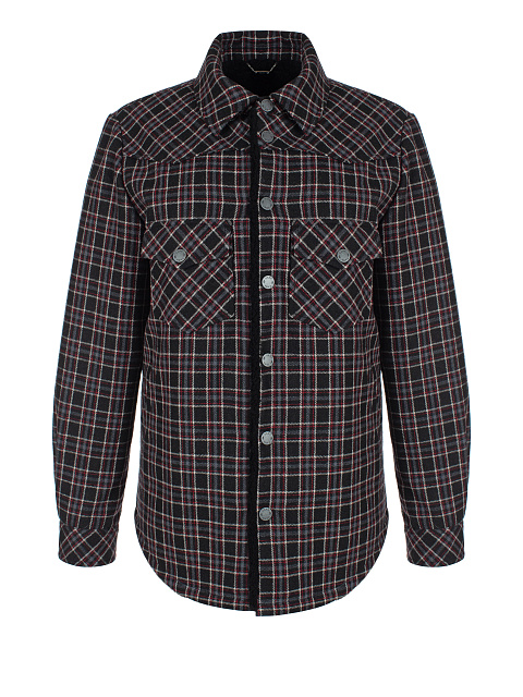 Black Checkered Wool & Shearling Jacket, 1