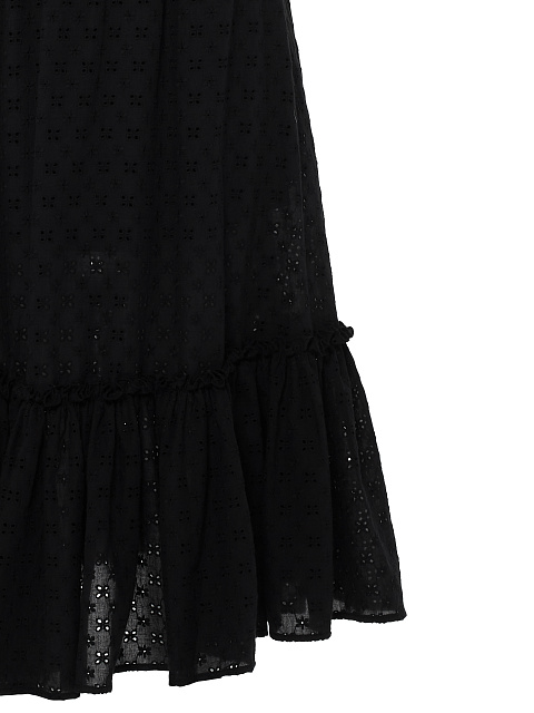Black Cotton Lace Midi Skirt, 3