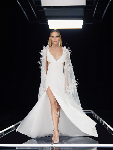 White Cut-out Silk Maxi Dress, 1