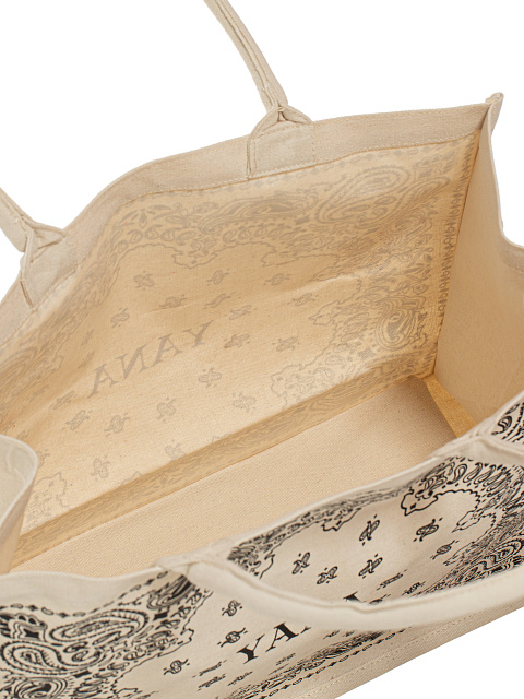 Black Paisley Printed Canvas Shopper Bag, 3
