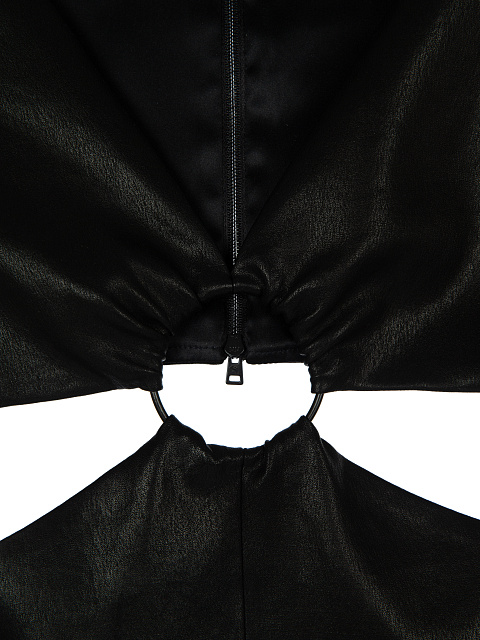Black Leather Cut-out Mini Dress, 4