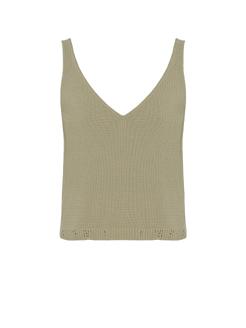 Khaki Knitted Cardigan, Top & Pants Set, 4