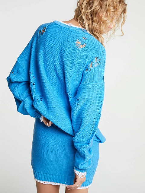 Bright Blue Jersey Sweater & Mini Skirt Set, 9